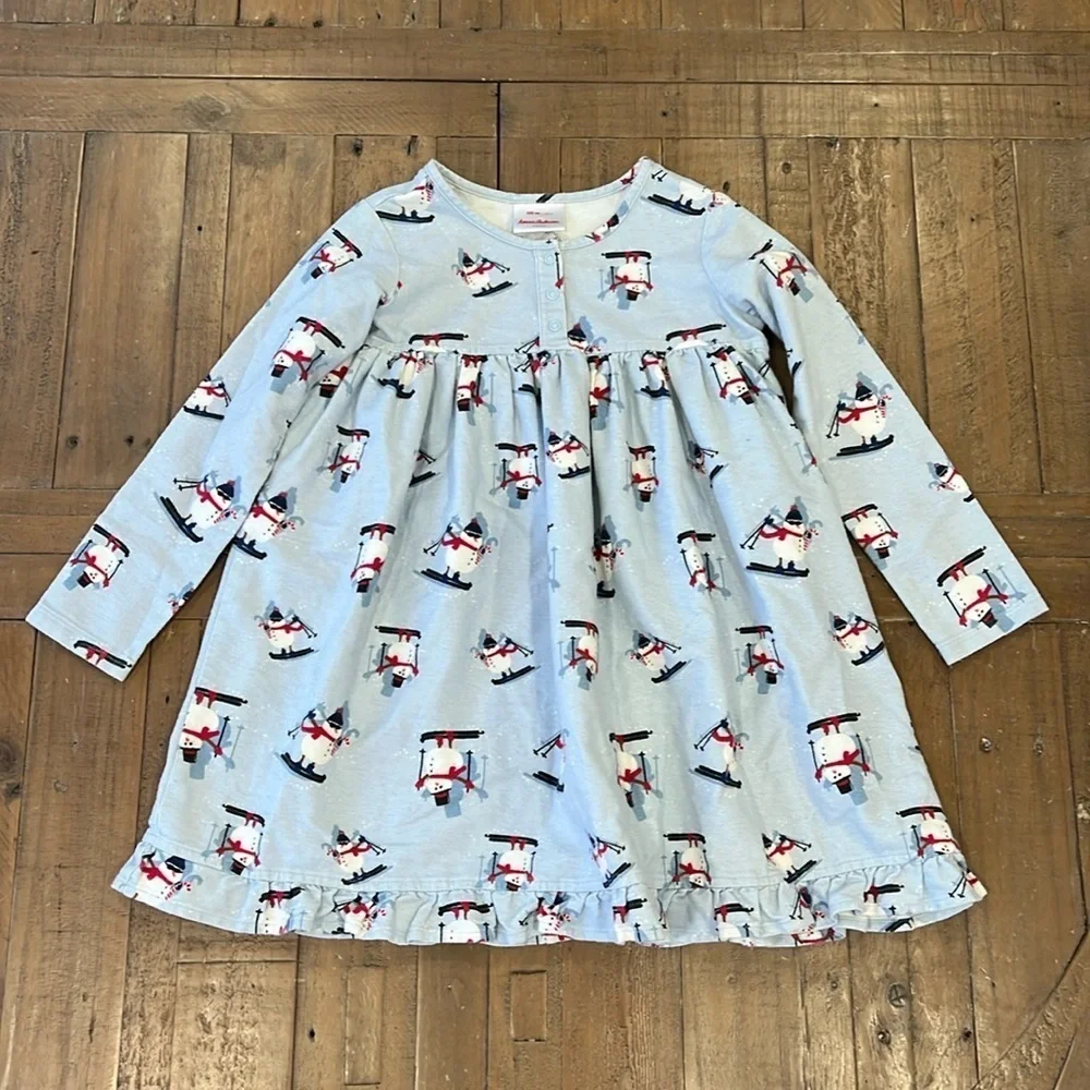 Hanna andersson snowman flannel ruffled nightgown